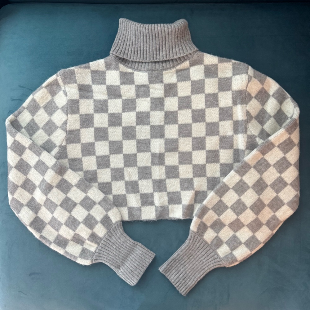 12th Tribe Gray and Cream Knit Sweater